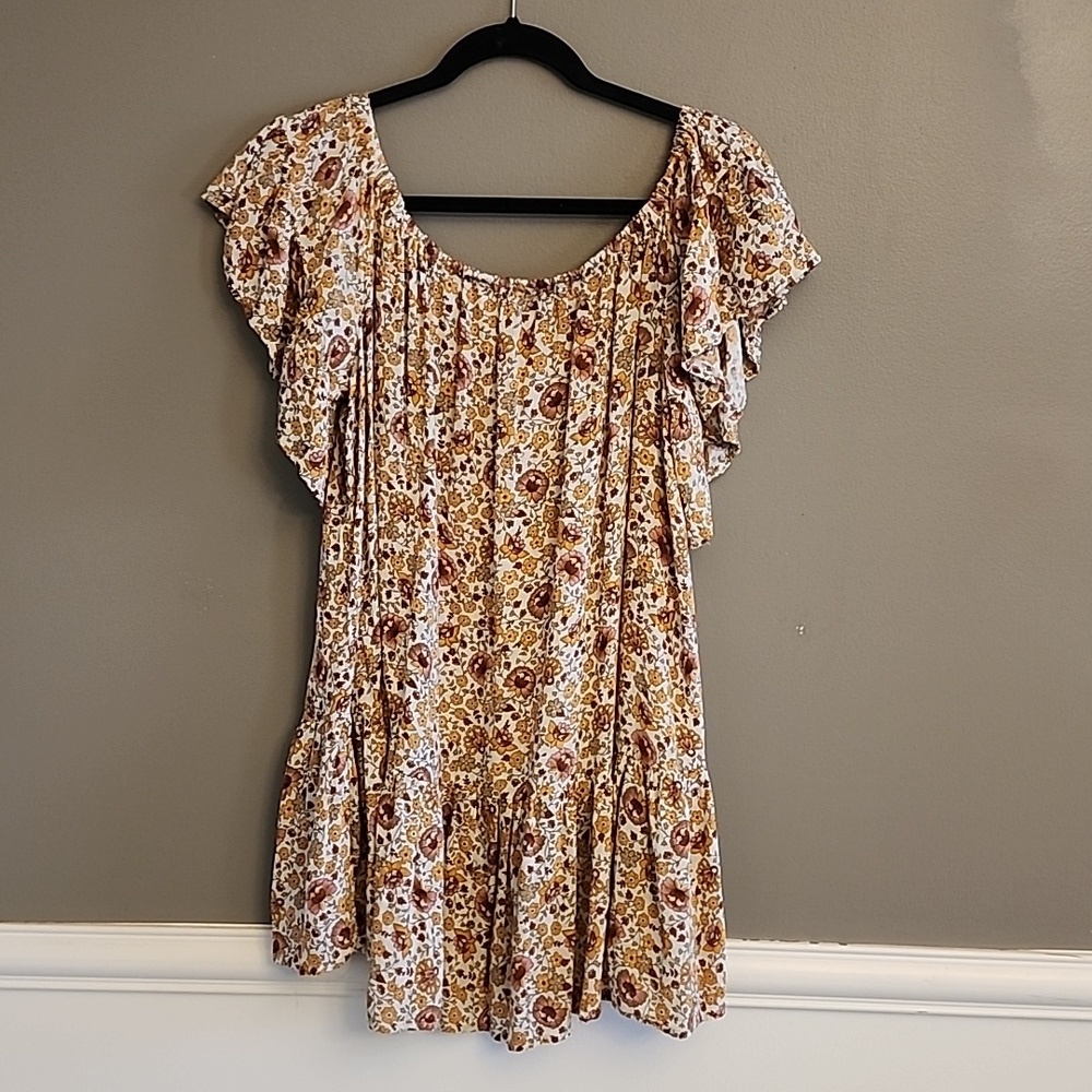 Floral Ruffle Sleeve Women's Dress - Picture 5 of 10